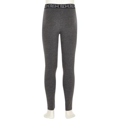 Girls black and grey leggings two-pack